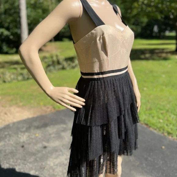 black and khaki dress Stine Goya Corset Top Black Dots